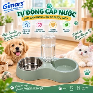 Bát ăn kèm bình nước tự động cho thú cưng GIMARS