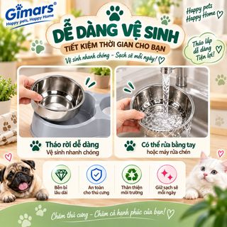 Bát ăn kèm bình nước tự động cho thú cưng GIMARS