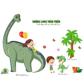 Tranh dán tường KHỦNG LONG VÀ BÉ - trang trí phòng trẻ em - Giá bán sỉ