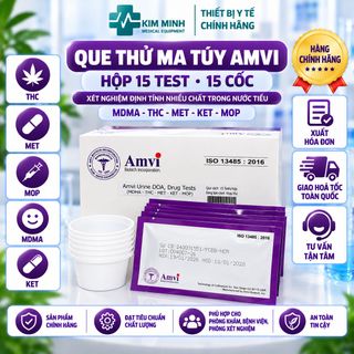 Hộp 15 que thử ma tuý 5 chân AMVI giá sỉ, xuất hoá đơn (MET/THC/MDMA/MOP/KET)