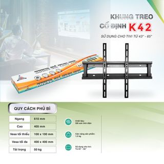 Khung treo Tivi Cố Định 43inch đến 65inch - K42