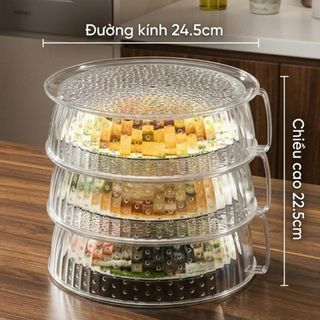 Lồng bàn giữ nhiệt,Lồng bàn đậy thức ăn 5 tầng cao cấp - Khay đựng hoa quả đồ ăn tích hợp lồng bàn