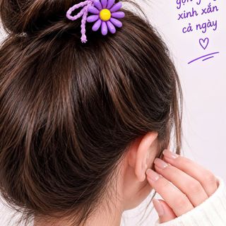 Dây Buộc Tóc Gắn Bông Hoa Cho Nữ - Dây Buộc Tóc Mềm Liền Mạch Đuôi Ngựa