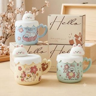 LY SỨ HOẠ TIẾT HÌNH GẤU CÓ NẮP QUÀ TẶNG (T60)