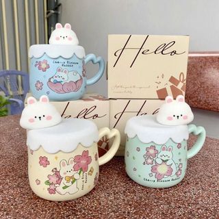 LY SỨ HOẠ TIẾT HÌNH GẤU CÓ NẮP QUÀ TẶNG (T60)