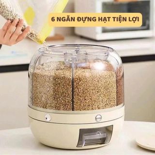 (SẴN ) Thùng Đựng Hạt Pinewoods, Thùng Đựng Gạo Thông Minh Xoay 360 Độ Chất Liệu PP+ABS Cao Cấp THPW