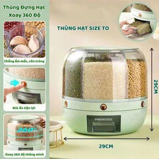 (SẴN ) Thùng Đựng Hạt Pinewoods, Thùng Đựng Gạo Thông Minh Xoay 360 Độ Chất Liệu PP+ABS Cao Cấp THPW