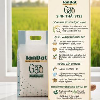 [Chính Hãng 2 túi x 5kg] 10kg Gạo Sinh Thái Tự Nhiên Đài Thơm/ ST 25- Hạt Dẻo Mềm, Thơm tự nhiên, Chuẩn Vùng Trồng Vĩnh Long