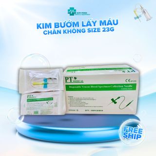 Combo 1 hộp kim lấy máu chân không PT (100c) và 1 bịch holder màu vàng (100 cốc) giá sỉ, xuất VAT