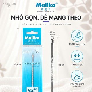 Que Nặn Mụn Malika Inox Cao Cấp, Que Lấy Nhân Mụn Hai Đầu, Hỗ Trợ Loại Bỏ Mụn Đầu Đen, Mụn Cám