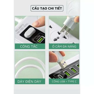 Ổ ĐIỆN 8 Ổ 3 CỔNG USB ĐA NĂNG (T70)