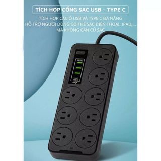 Ổ ĐIỆN 8 Ổ 3 CỔNG USB ĐA NĂNG (T70)