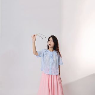 Impéris Fashion | Áo Xanh Hoa Dây Rút Freesize