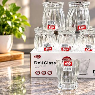 BỘ 6 LY THỦY TINH SỌC LÙN DELI 280ml GLASS KB162-1C (T12)