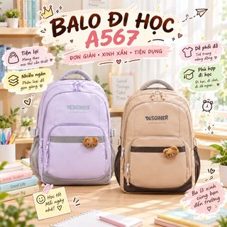 🎒 BALO A567 – THIẾT KẾ BASIC, DỄ PHỐI, PHÙ HỢP ĐI HỌC HẰNG NGÀY