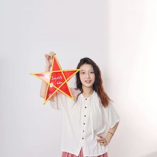 Impéris Fashion | Áo Trắng Nút Đỏ Dây Rút Freesize