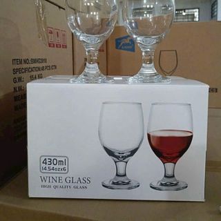 BỘ 6 LY SINH TỐ CÓ CHÂN WINE GLASS – 430ML (T8)