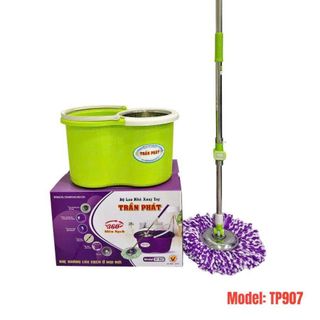 BỘ CÂY LAU NHÀ RỔ INOX KÈM 2 BÔNG LAU THÁO RỜI ĐƯỢC TP907 (HĐ)