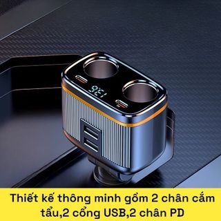 Tẩu Sạc Mới C27 PD45W Sạc Siêu Nhanh Trên Xe Ô Tô, Bộ Sạc Tích Hợp Công Suất Cao 145W Khải Huy Auto Car