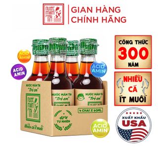 [Lốc 4 chai] Nước Mắm Tĩn trẻ em cho bé ăn dặm độ đạm 42N 60ML nhiều cá ít muối