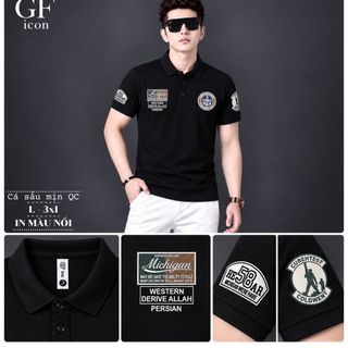 Áo Polo Nam Cá Sấu Mịn In Màu Nổi Phối Patch - Áo Thun Nam Cổ Trụ Size L-3XL HH-TR04