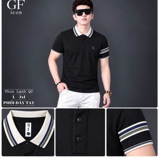 Áo Polo Nam Thun Lạnh Phối Dây Tay Cổ Dệt Sọc - Áo Thun Nam Cổ Trụ Size L-3XL HH-TR06