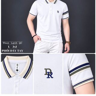 Áo Polo Nam Thun Lạnh Phối Dây Tay Cổ Dệt Sọc - Áo Thun Nam Cổ Trụ Size L-3XL HH-TR06