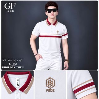 Áo Polo Nam Cá Sấu Mịn Phối Dây Thêu Ngang Ngực Màu Trắng - Áo Thun Nam Cổ Trụ Size L-3XL HH-TR11T