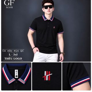 Áo Polo Nam Cá Sấu Mịn Thêu Logo Cổ Phối Sọc - Áo Thun Nam Cổ Trụ Size L-3XL HH-TR14