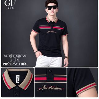 Áo Polo Nam Cá Sấu Mịn Phối Dây Thêu Chữ Ký Ngực - Áo Thun Nam Cổ Trụ Size L-3XL HH-TR15