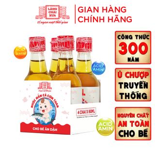 [LỐC 4 CHAI] NƯỚC MẮM CÁ CƠM THAN LÀNG CHÀI XƯA CHO BÉ ĂN DẶM TỪ 12 THÁNG TUỔI, AN TOÀN, NHIỀU CÁ ÍT MUỐI CHỨA NHIỀU ACID AMIN 60ML/CHAI - LÀNG CHÀI XƯA
