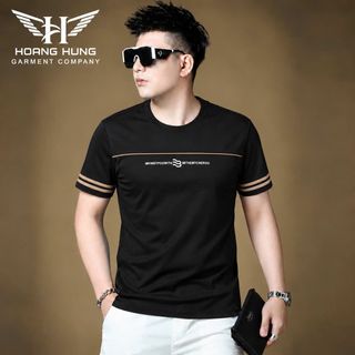 Áo Thun Nam Cổ Tròn Phối Sọc Tay Viền Ngực - Áo Thun Không Cổ Nam Size L-3XL HH-CT01