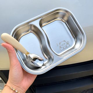 KHAY CƠM INOX 2 NGĂN KÈM MUỖNG (T100)