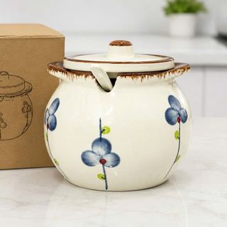 HỦ ĐỰNG MỠ SỨ HÌNH HOA CÓ 2 TAI 700ml (T32)