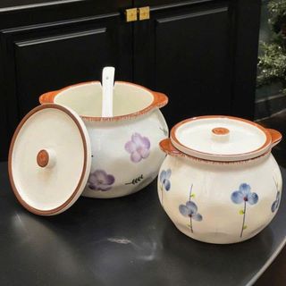 HỦ ĐỰNG MỠ SỨ HÌNH HOA CÓ 2 TAI 700ml (T32)