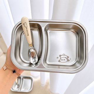 KHAY CƠM INOX 2 NGĂN KÈM MUỖNG (T100)