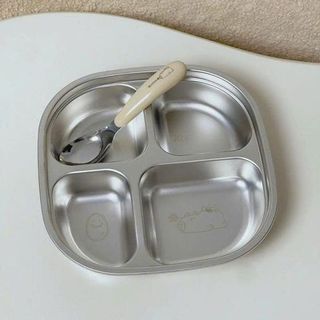 KHAY CƠM INOX 4 NGĂN KÈM MUỖNG (T100)