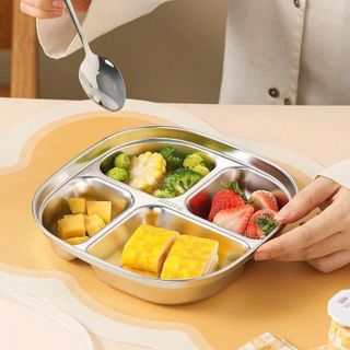 KHAY CƠM INOX 4 NGĂN KÈM MUỖNG (T100)