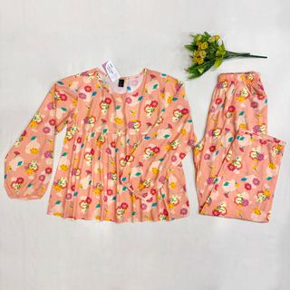 Bộ Tole Lanh Nữ HỒNG NAM VY Tay Dài Quần Dài Babydoll Loại Tốt