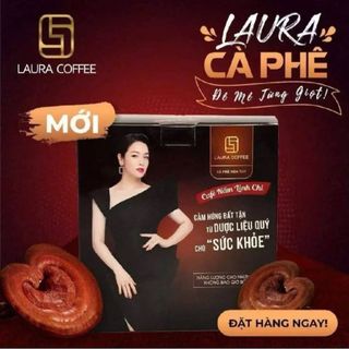 Cà phê hòa tan Laura Coffee Nhật Kim Anh hộp 180g (10 gói nhỏ 18g) vị nấm linh chi (Đã gồm Ship)
