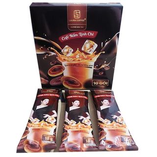 Cà phê hòa tan Laura Coffee Nhật Kim Anh hộp 180g (10 gói nhỏ 18g) vị nấm linh chi (Đã gồm Ship)