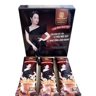 Cà phê hòa tan Laura Coffee Nhật Kim Anh hộp 180g (10 gói nhỏ 18g) vị nấm linh chi (Đã gồm Ship)
