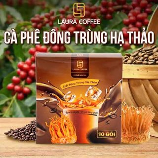 Cà phê Laura Coffee Nhật Kim Anh vị Đông trùng hạ thảo hộp 180g (10 gói nhỏ 18g) (Đã gồm Ship)