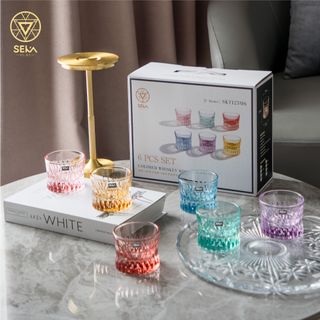 "Bộ 6 cốc rượu thủy tinh SEKA 125ml Mix 6 màu"