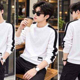 áo tay dài nam 3 màu phối tay - màu hot tiktok