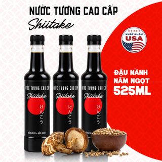 [Combo 3 Chai Nhựa 525ml] Nước Tương Cao Cấp Shiitake Làng Chài Xưa Lên Men Từ Nấm Ngọt Và Đậu Nành