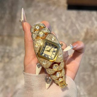 Đồng hồ nữ mặt vuông, dây lắc vàng sang trọng Gossie Hoàng Kim