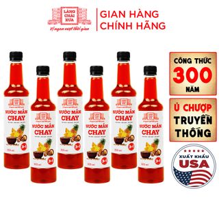 [TẶNG 1 NƯỚC TƯƠNG 125ML] Thùng 6 chai nước mắm CHAY 3 trong 1 Làng Chài Xưa chai nhựa 525ml