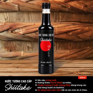 [Tặng nước tương ăn bún] Thùng 6 chai Nước tương cao cấp Shiitake chai nhựa 525ml lên men tự nhiên từ đậu nành và nấm ngọt
