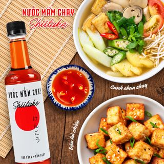 [525ml] Nước mắm chay cao cấp Shiitake ủ chượp từ đậu nành, nấm ngọt và trái thơm, chai nhựa 525ml/chai